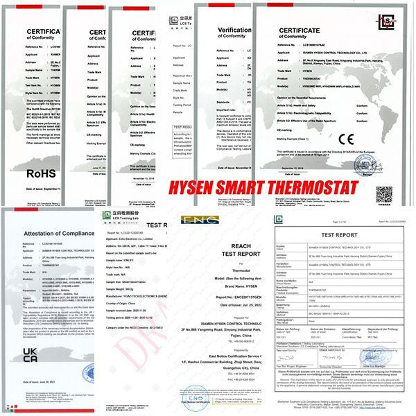 Certificate underfloor 230V heating valve actuators H30-9 Certificate underfloor 230V heating valve actuators H30-9